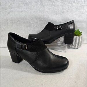 Clarks Bendables Black Leather Ankle Buckle Boot Women's Size 9 Shoes‎